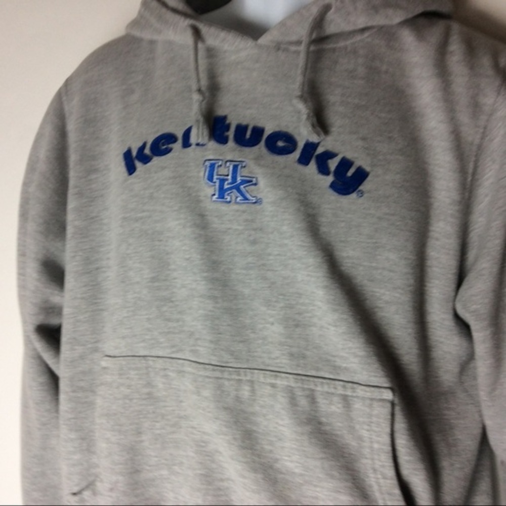 Red Oak Road Gray Hoodie with Blue Print